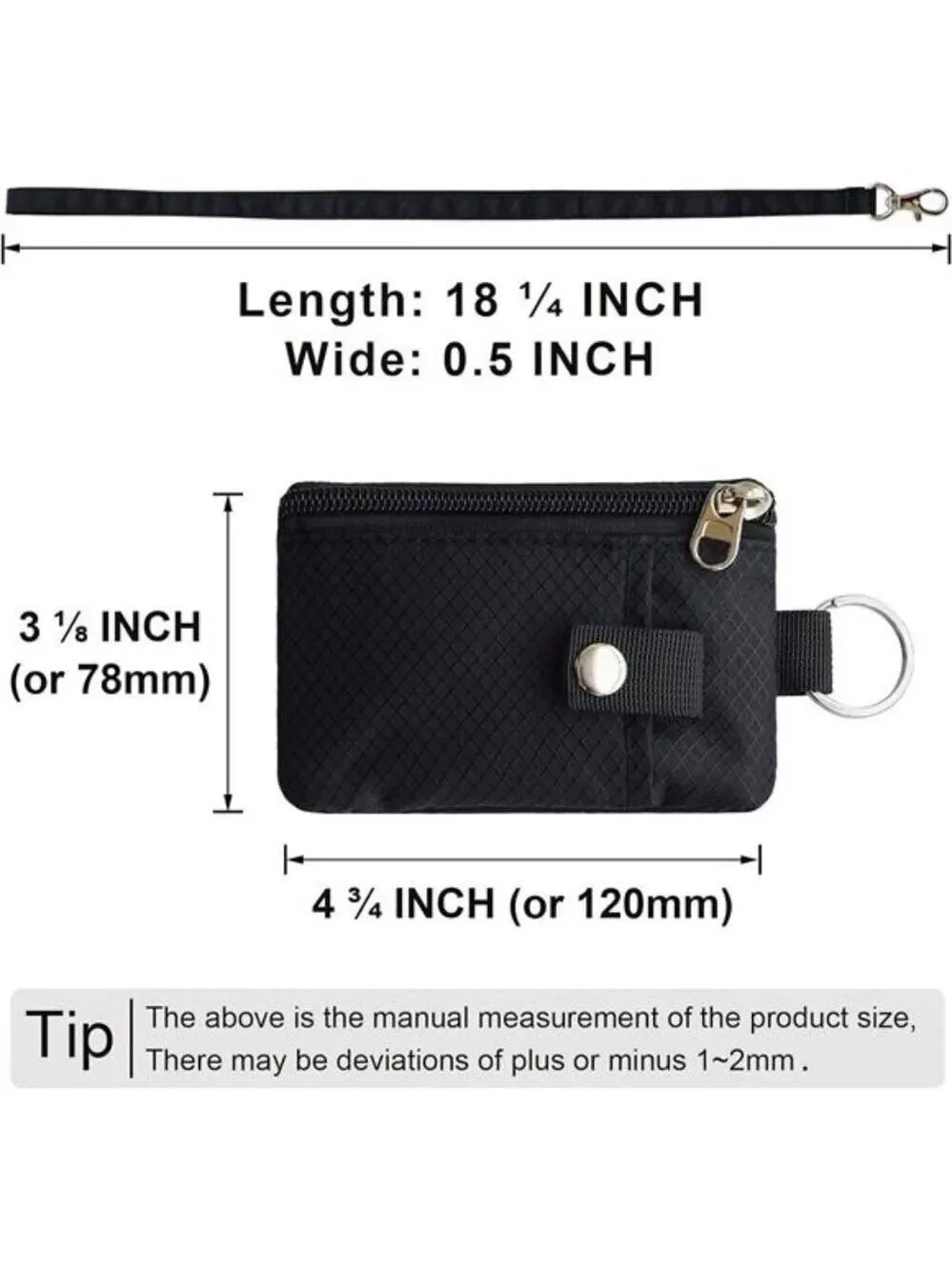 RFID Small Wallet with ID Window Zipper Lanyard Card Holder for Travel Men Women